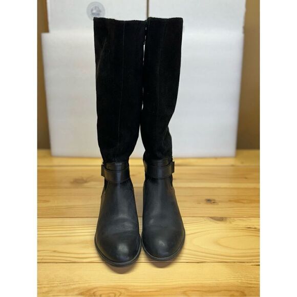 Ralph Lauren Micah Boot Tall Black Leather Knee High Riding Heel Sz 7.5B - Picture 10 of 13